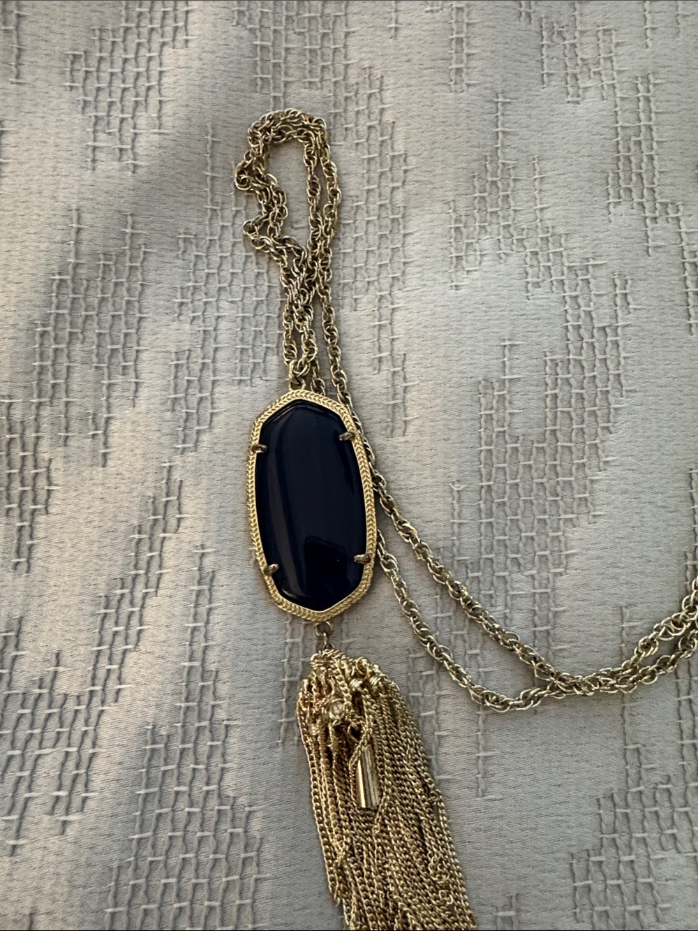 Kendra Scott Gold Necklace with Navy Stone and Tassel